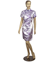 silver purple cherry blossom chipao dress(short style)