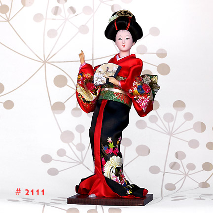 12" Red Japanese Geisha Dolls