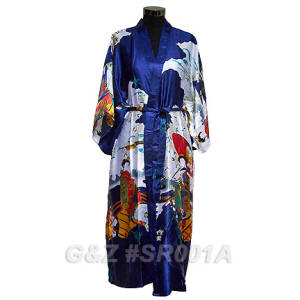 Dark Blue Robes With Japanese Geisha Images
