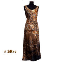 Dark brown leopard print long dresses