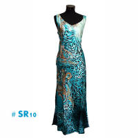Sky blue leopard print fashion long dresses