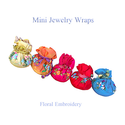 Small jewelry wraps with floral embroidery