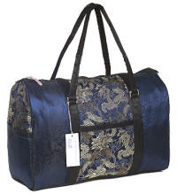 Blue Asian brocade travel bags