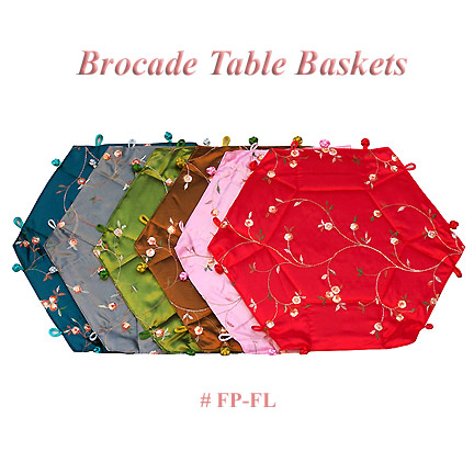 Asian floral fabric table baskets