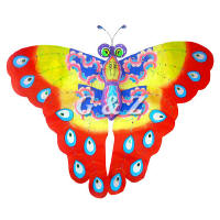 Red Chinese silk butterfly kite