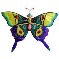 Silk Butterfly Kite - Green Wings w/Purple Tails